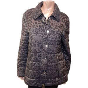 🩵WINDSMOOR Leopard Print Winter Puffer Coat Insulated Adjustable Cinched Waist